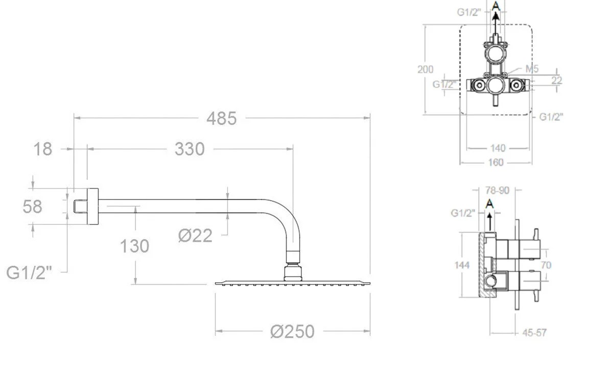 Ramonsoler Odisea Душевой комплект встраиваемый с термостатом, цвет: золото брашированное K3924012OC