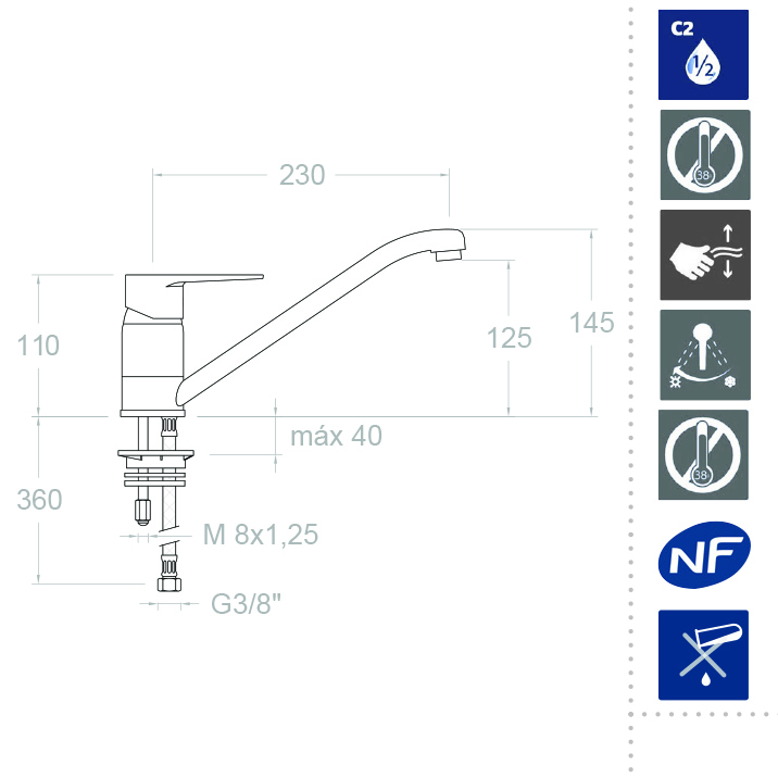 Ramonsoler Titanium Смеситель для раковины однорычажный, цвет: хром 1809