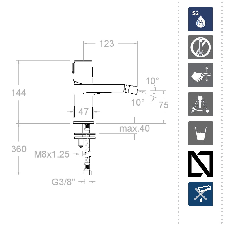 Ramonsoler Tzar Смеситель для биде однорычажный, цвет: матовый черный 340301NM
