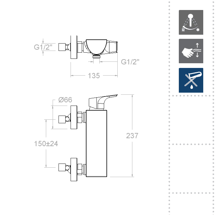 Ramonsoler Urban Chic Смеситель настенный однорычажный, цвет: хром 210801S