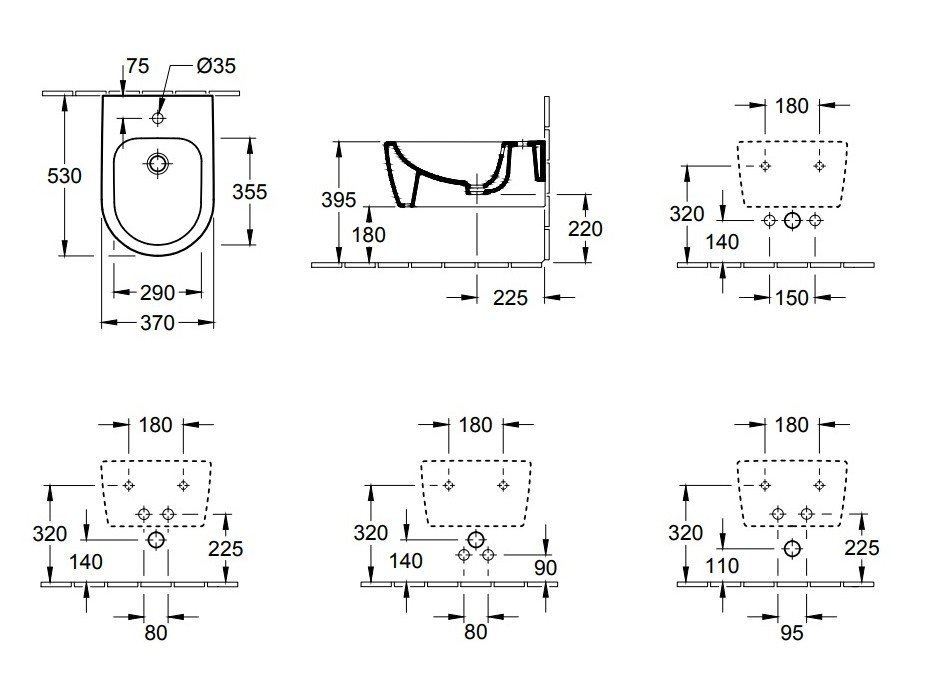Villeroy & Boch Avento Биде подвесное 37x53 см, 1 отв. с переливом, цвет: Альпийский белый глянцевый 54050001