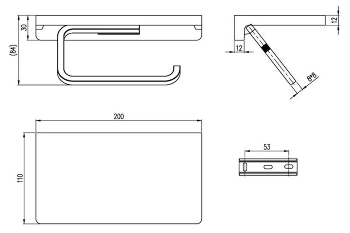 Villeroy & Boch Elements Striking Держатель туалетной бумаги с полочкой, подвесной, цвет: хром TVA15202300061