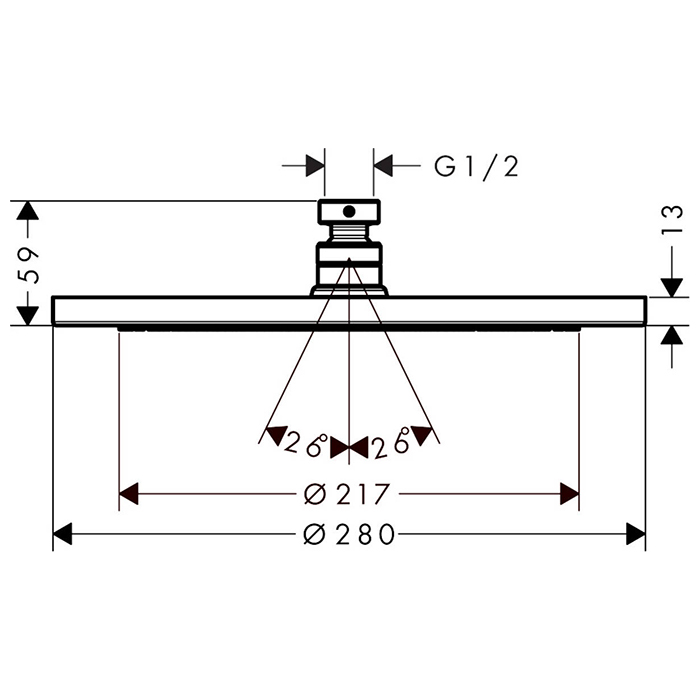 Hansgrohe Croma Верхний душ 28 см, 1 вид струи, регулируемый угол, цвет: полированное золото 26220990