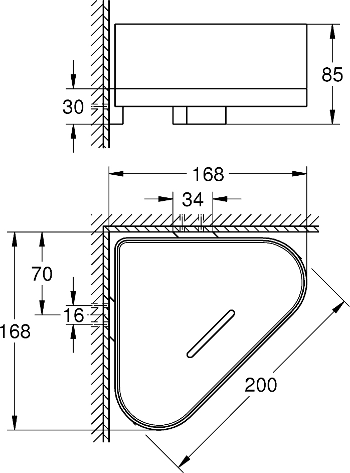 Grohe Selection Полочка для душа, угловая с держателем, цвет: никель глянец 41038BE0