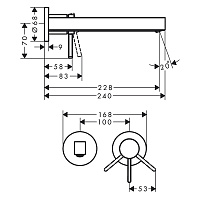 Hansgrohe Finoris Смеситель для раковины встраиваемый, внешняя часть, излив 22,8 см, цвет: хром 76050000