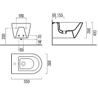 GSI Kube X Биде подвесное, 1 отверстие под смеситель, перелив, без крепежа, цвет: белый глянцевый 9465111