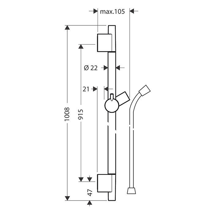 Hansgrohe Unica Душевая штанга S Puro 100,8 см, шланг 160 см, цвет: хром 28631000
