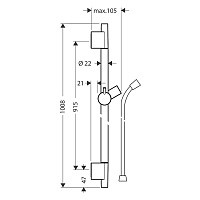 Hansgrohe Unica Душевая штанга S Puro 100,8 см, шланг 160 см, цвет: хром 28631000