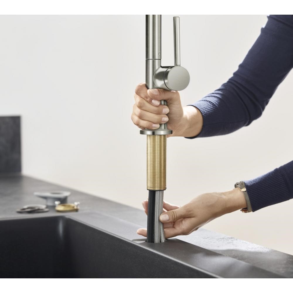 Hansgrohe Talis M54 Смеситель для кухонной мойки однорычажный 210 с выдвижным изливом, цвет: хром 72801000