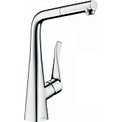 Hansgrohe Metris M71 Смеситель для кухонной мойки однорычажный 320 EcoSmart, с выдв. изл. цвет: хром 14781000