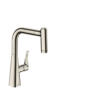 Hansgrohe Metris Смеситель для кухонной мойки, с выдв. изливом, цвет: нержавеющая сталь 14834800