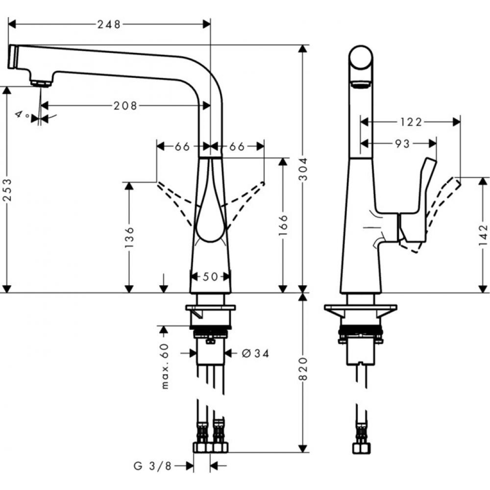 Hansgrohe Metris Select Смеситель для кухонной мойки, цвет: нержавеющая сталь 14847800