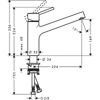 Hansgrohe Talis M52 Смеситель для кухонной мойки однорычажный 170 EcoSmart 1 тип струи, цвет: хром 32857000