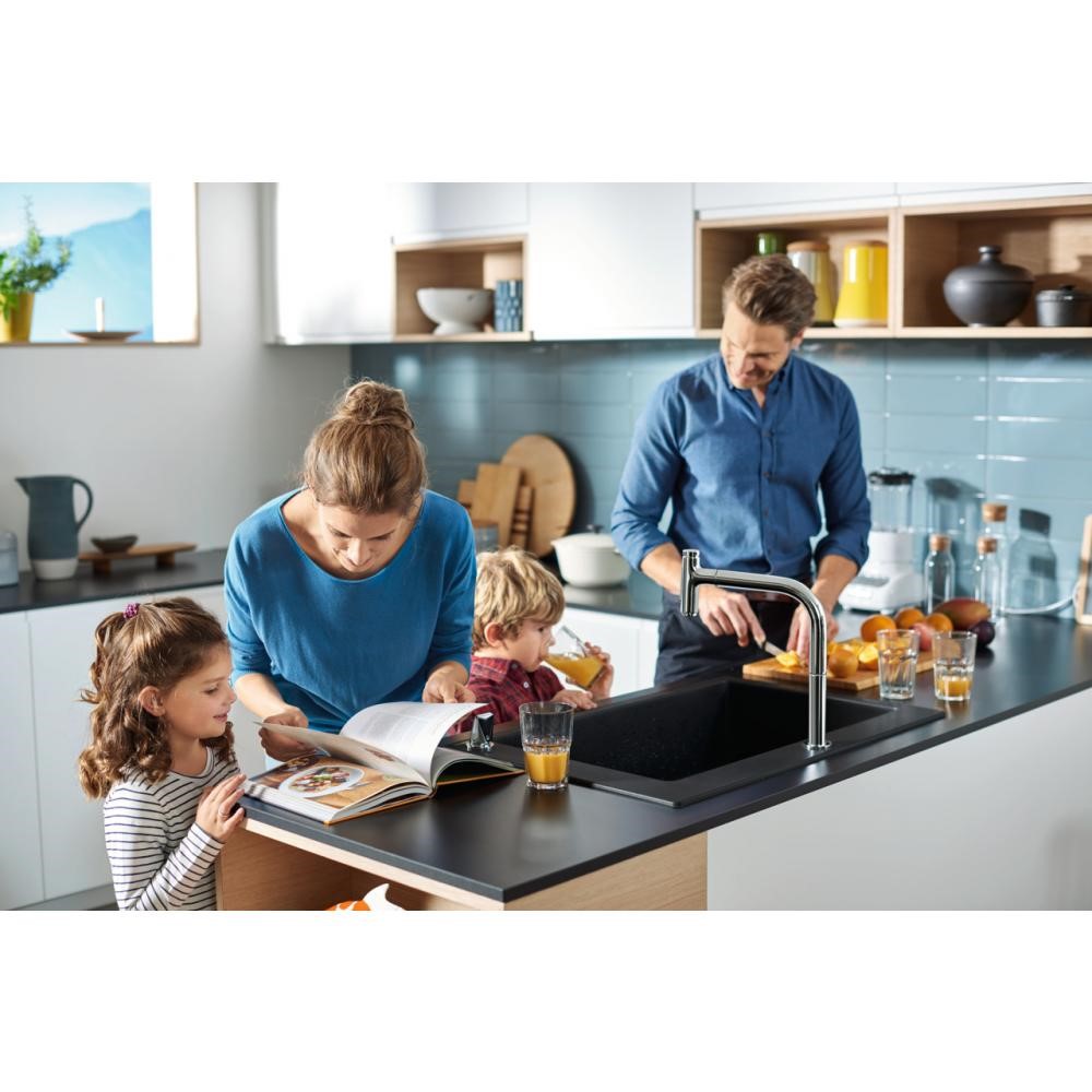 Hansgrohe S51 Кухонная мойка встраиваемая сверху 1 чаша 77x51 см, цвет: черный графит 43313170