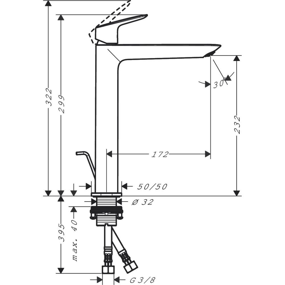 Hansgrohe Logis Смеситель для раковины, высокий, с донным клапаном, цвет: хром 71257000