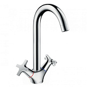 Hansgrohe Logis M32 Смеситель для кухонной мойки с двумя рукоятками 220 EcoSmart, цвет: хром 71283000