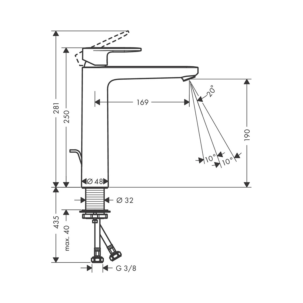 Hansgrohe Vernis Blend Смеситель для раковины, с донным клапаном, цвет: хром 71581000