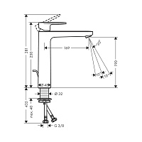 Hansgrohe Vernis Blend Смеситель для раковины, с донным клапаном, цвет: хром 71581000