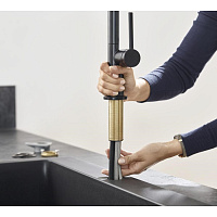 Hansgrohe Talis M54 Смеситель для кухонной мойки однорыч. 210, с выдв. излив. цвет: матовый черный 72801670