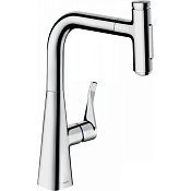 Hansgrohe Metris Select M71 Смеситель для кухонной мойки однорычажный 240, с выдв. излив. цвет: хром 73822000