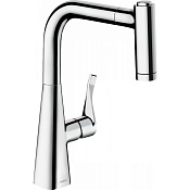 Hansgrohe Metris M71 Смеситель для кухонной мойки однорыч. 220 EcoSmart, с выдв. изливом, цвет: хром 73823000