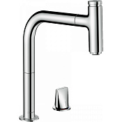 Hansgrohe Metris Select M71 Смеситель для кух. мойки на 2 отв. однорыч. 200, с выдв. изл. цвет: хром 73825000