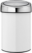 Brabantia Touch Bin Мусорное ведро нажимн., нержавеющая сталь на 3л, цвет: белый 364488