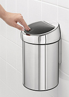 Brabantia Touch Bin Мусорное ведро нажимн., нержавеющая сталь на 3л, цвет: полированная сталь 363962