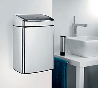 Brabantia Touch Bin Мусорное ведро нажимн., нержавеющая сталь на 10л, цвет: полированная сталь 477201
