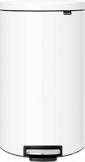 Brabantia FlatBack+ Мусорное ведро с педалью, нержавеющая сталь на 40л, цвет: белый 485244