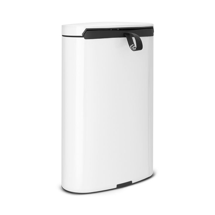 Brabantia FlatBack+ Мусорное ведро с педалью, нержавеющая сталь на 40л, цвет: белый 485244