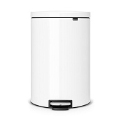 Brabantia FlatBack+ Мусорное ведро с педалью, нержавеющая сталь на 40л, цвет: белый 485244