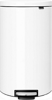 Brabantia FlatBack+ Мусорное ведро с педалью, нержавеющая сталь на 40л, цвет: белый 485244