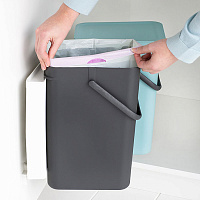 Brabantia Sort&Go Мусорное ведро с крышкой, пластик 2x12л, цвет: мятный и серый 109980