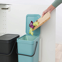 Brabantia Sort&Go Мусорное ведро с крышкой, пластик 2x12л, цвет: мятный и серый 109980