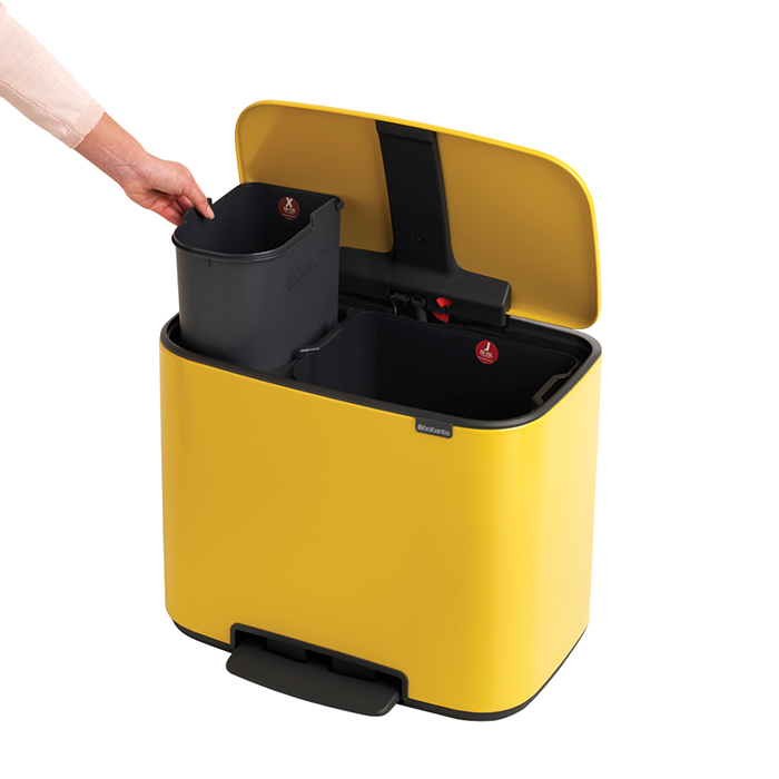 Brabantia Pedal Bin Bo Мусорное ведро с педалью, нержавеющая сталь на 34л, цвет: желтая маргаритка 121180