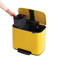 Brabantia Pedal Bin Bo Мусорное ведро с педалью, нержавеющая сталь на 34л, цвет: желтая маргаритка 121180