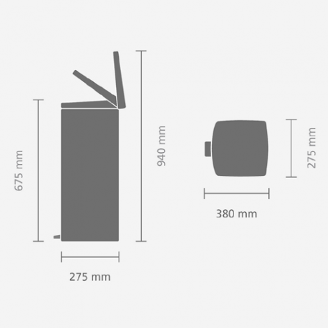Brabantia Pedal Bin Мусорное ведро с педалью, нержавеющая сталь на 25л, цвет: стальной полированный 369384