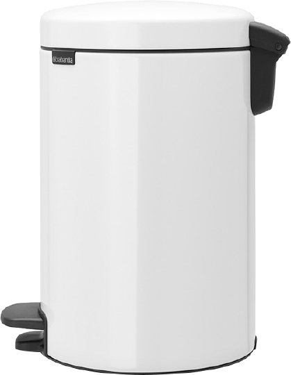 Brabantia NewIcon Мусорное ведро с педалью, нержавеющая сталь на 12л, цвет: белый 111969