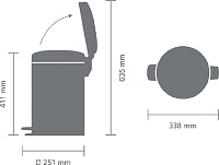 Brabantia NewIcon Мусорное ведро с педалью, нержавеющая сталь на 12л, цвет: белый 111969