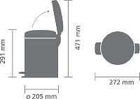 Brabantia NewIcon Мусорное ведро с педалью, нержавеющая сталь на 5л, цвет: стальной матовый FPP 112645