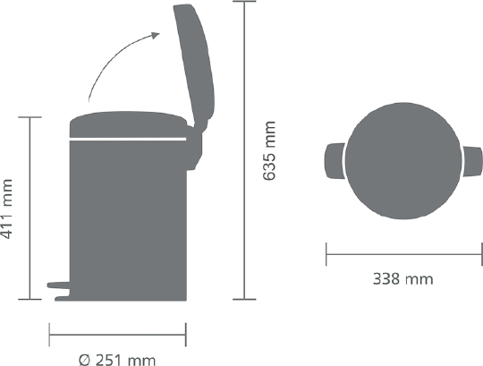 Brabantia NewIcon Мусорное ведро с педалью, нержавеющая сталь на 12л, цвет: белый 113864