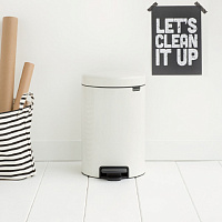 Brabantia NewIcon Мусорное ведро с педалью, нержавеющая сталь на 12л, цвет: белый 113864