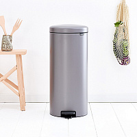 Brabantia NewIcon Мусорное ведро с педалью, нержавеющая сталь на 30л, цвет: платиновый 114441
