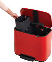 Brabantia Pedal Bin Bo Мусорное ведро с педалью, нержавеющая сталь на 34л, цвет: пламенно-красный 121166