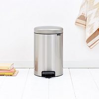 Brabantia NewIcon Мусорное ведро с педалью, нержавеющая сталь на 12л, цвет: стальной матовый 113604