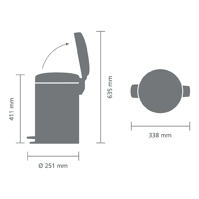 Brabantia NewIcon Мусорное ведро с педалью, нержавеющая сталь на 12л, цвет: стальной полированный 113888