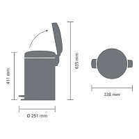 Brabantia NewIcon Мусорное ведро с педалью, нержавеющая сталь на 12л, цвет: стальной полированный 113888