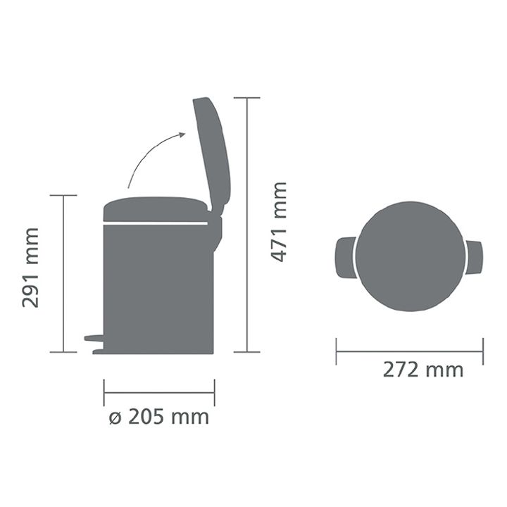 Brabantia NewIcon Мусорное ведро с педалью, нержавеющая сталь на 5л, цвет: шампань 304422