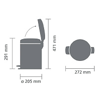 Brabantia NewIcon Мусорное ведро с педалью, нержавеющая сталь на 5л, цвет: шампань 304422